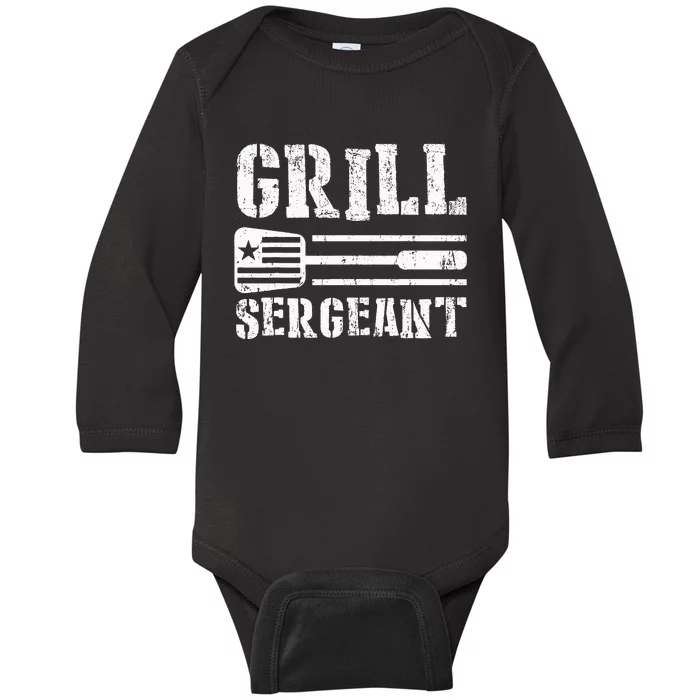 Funny Retro BBQ Grill Meat Lover GRILL SERGEANT Baby Long Sleeve Bodysuit