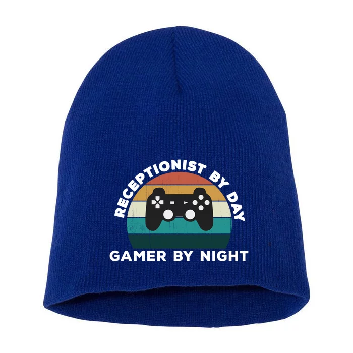 Funny Receptionist By Day Gamer By Night: Video Game Lover Gift Short Acrylic Beanie