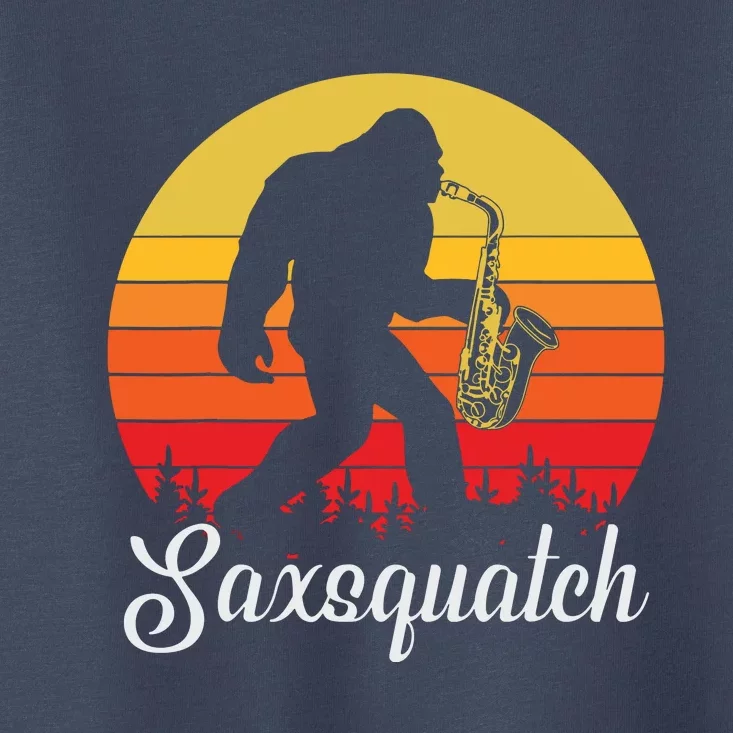 Funny Retro Bigfoot Silhouette Sun Saxophone Bigfoot Toddler T-Shirt