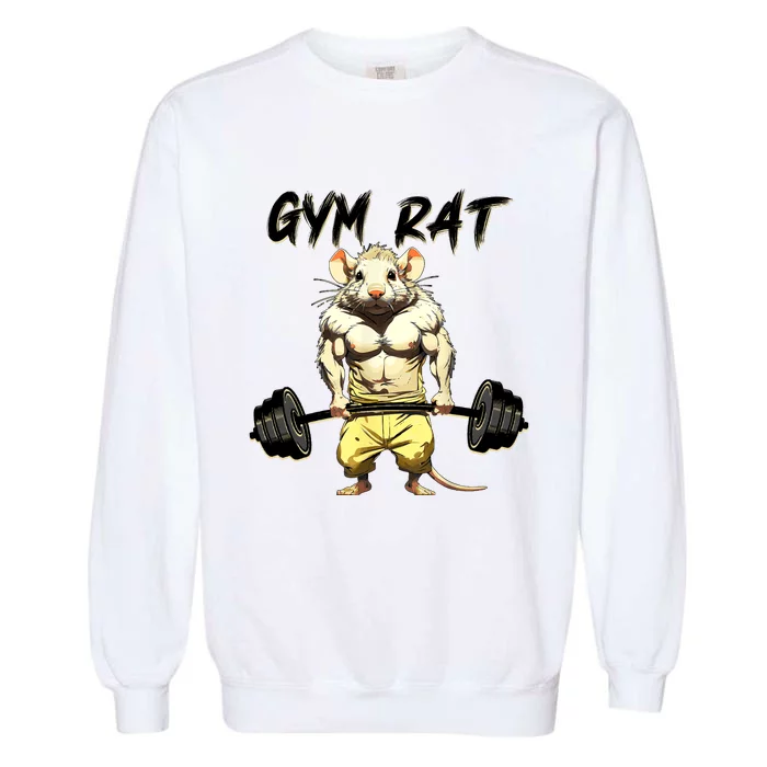 Funny Rat Bodybuilding Fitness Gym Motivation Workout Exercise Weight Lifting Garment-Dyed Sweatshirt