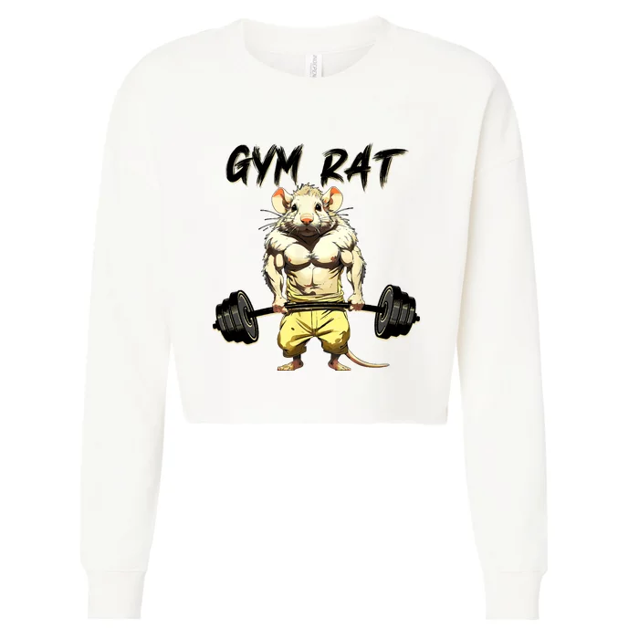 Funny Rat Bodybuilding Fitness Gym Motivation Workout Exercise Weight Lifting Cropped Pullover Crew