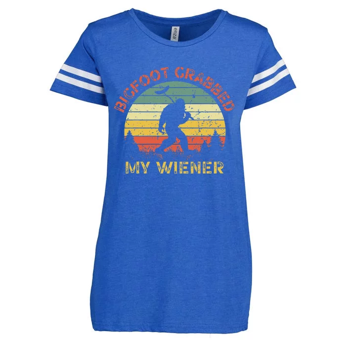 Funny Retro Bigfoot Bigfoot Grabbed My Wiener Design Enza Ladies Jersey Football T-Shirt