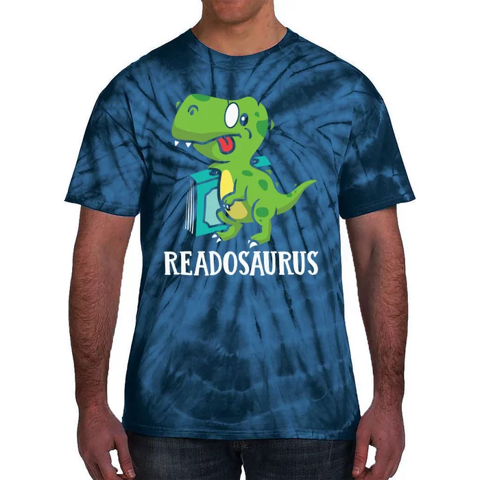 Funny Reading Book Readers Dinosaur Dino Apparel Tie-Dye T-Shirt