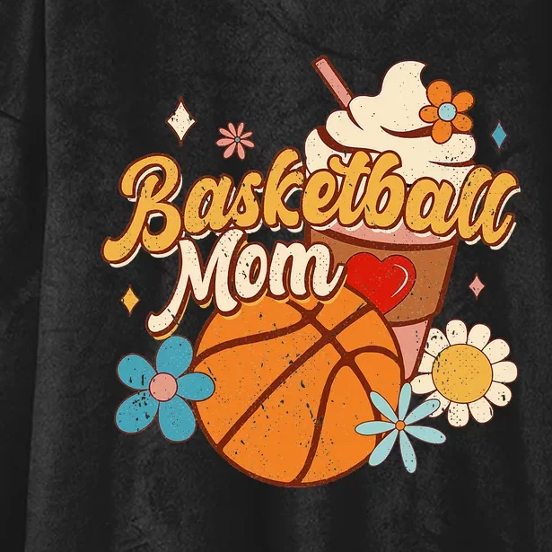 Funny Retro Basketball Mom Mother's Day Coffee Hooded Wearable Blanket