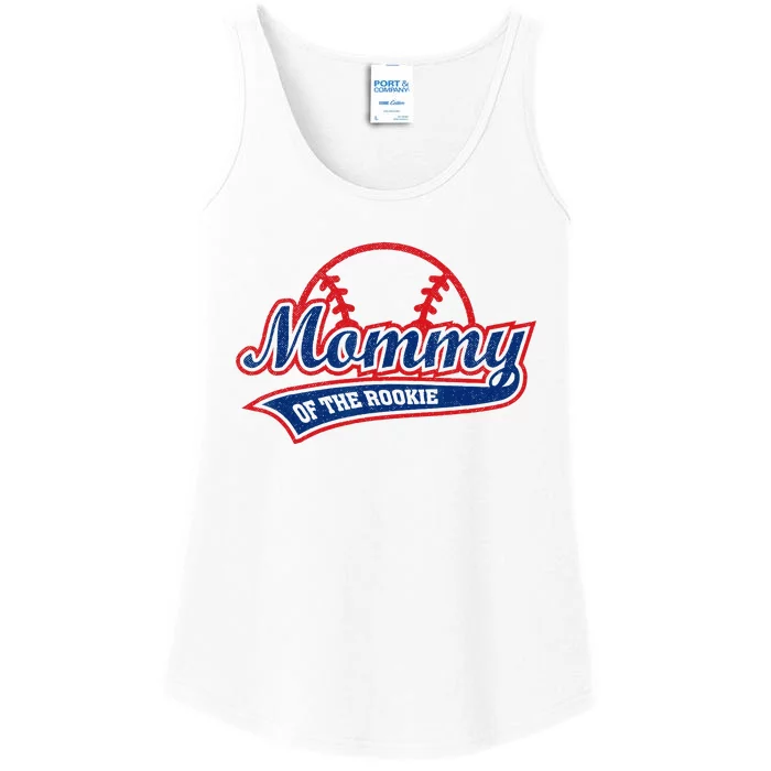 Funny Retro Baseball Mommy Of The Rookie Ladies Essential Tank