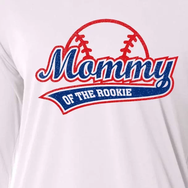 Funny Retro Baseball Mommy Of The Rookie Cooling Performance Long Sleeve Crew