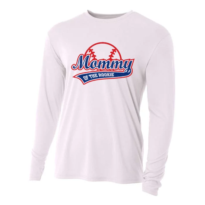 Funny Retro Baseball Mommy Of The Rookie Cooling Performance Long Sleeve Crew