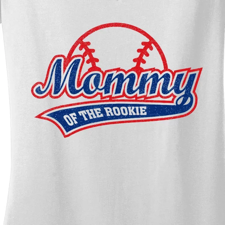 Funny Retro Baseball Mommy Of The Rookie Women's V-Neck T-Shirt