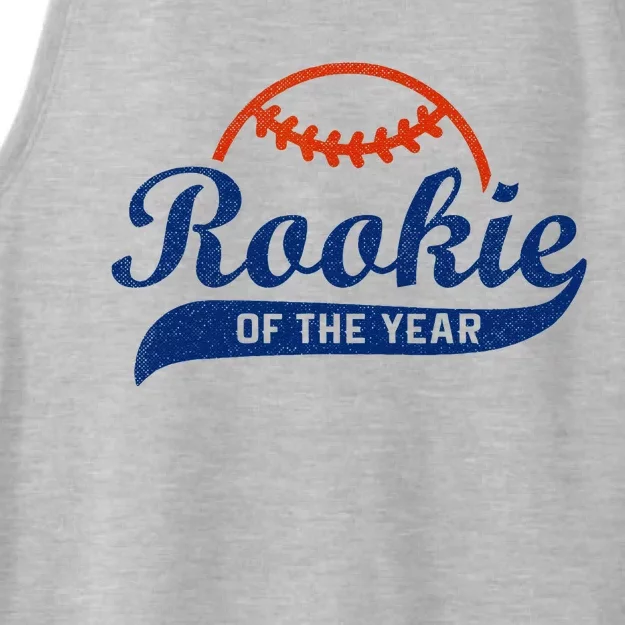 Funny Retro Baseball Rookie Of The Year Ladies Tri-Blend Wicking Tank