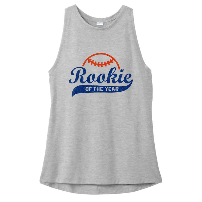 Funny Retro Baseball Rookie Of The Year Ladies Tri-Blend Wicking Tank