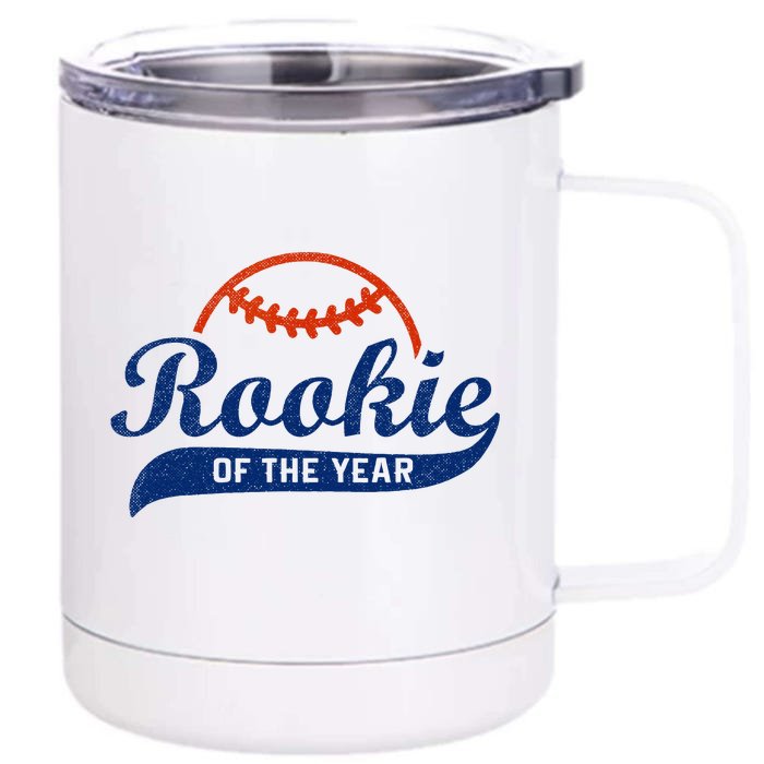 Funny Retro Baseball Rookie Of The Year Front & Back 12oz Stainless Steel Tumbler Cup