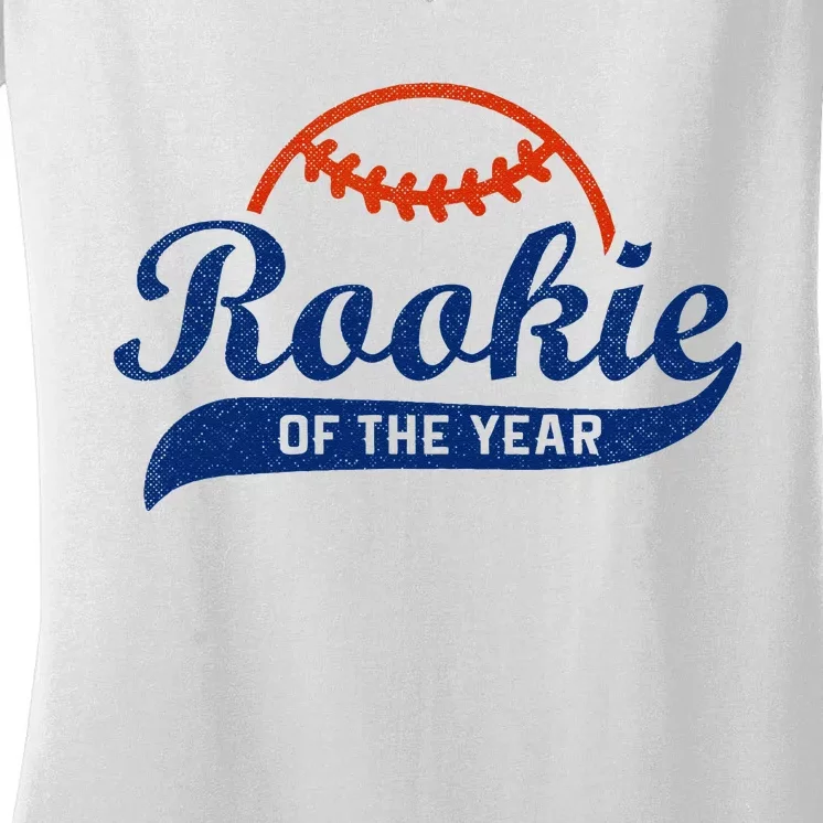 Funny Retro Baseball Rookie Of The Year Women's V-Neck T-Shirt