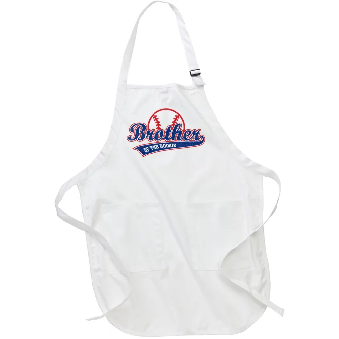 Funny Retro Baseball Brother of the Rookie Full-Length Apron With Pocket