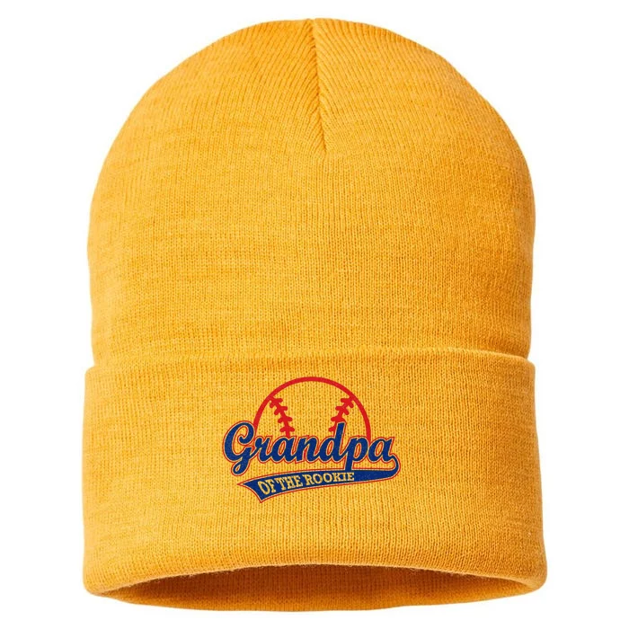 Funny Retro Baseball Grandpa of the Rookie Sustainable Knit Beanie