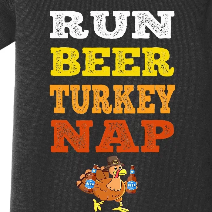 Funny Run Beer Turkey Nap Running Trot Dinner Thanksgiving Baby Bodysuit