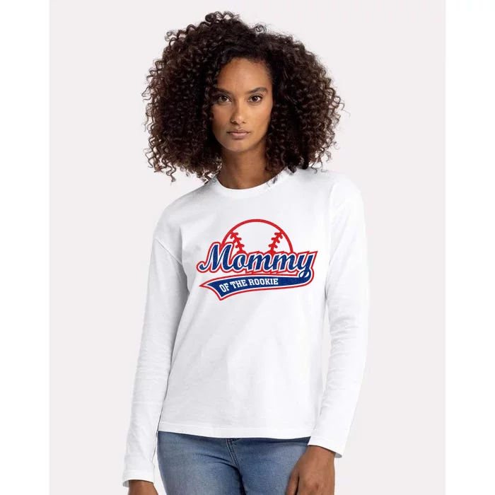 Funny Retro Baseball Mommy of the Rookie Womens Cotton Relaxed Long Sleeve T-Shirt