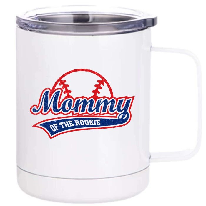 Funny Retro Baseball Mommy of the Rookie Front & Back 12oz Stainless Steel Tumbler Cup