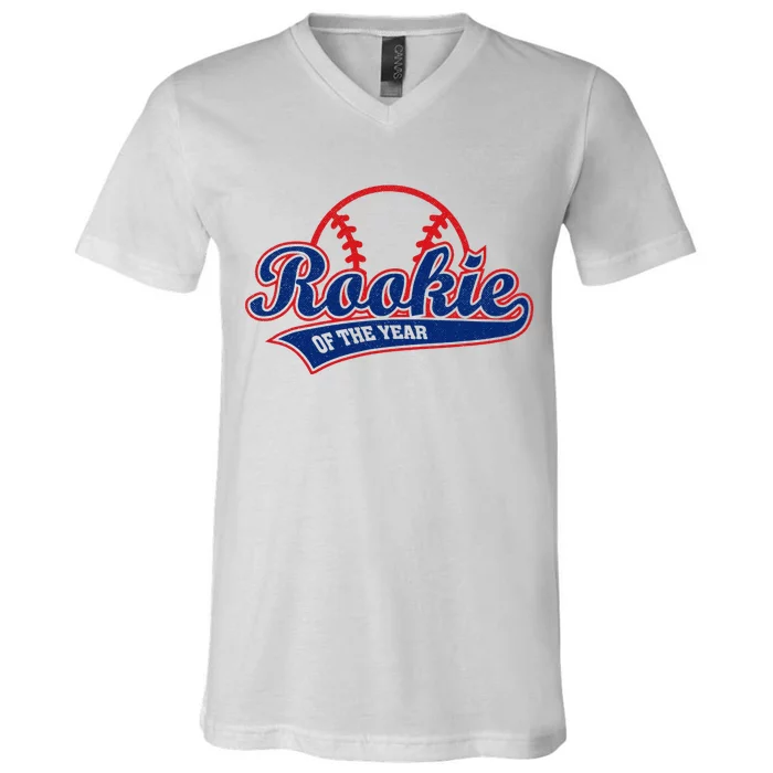 Funny Retro Baseball Rookie of the Year V-Neck T-Shirt