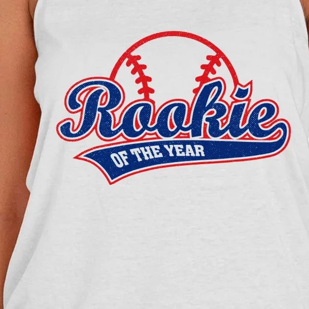 Funny Retro Baseball Rookie of the Year Women's Knotted Racerback Tank