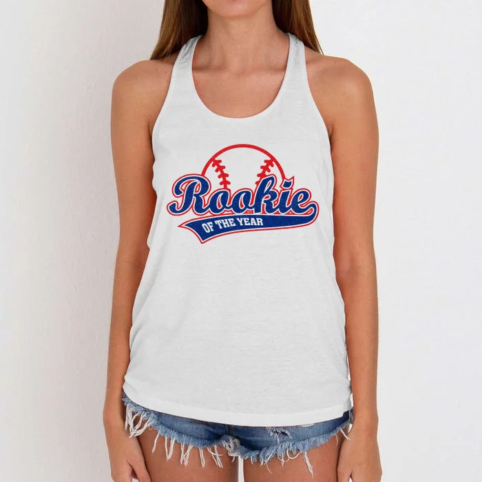 Funny Retro Baseball Rookie of the Year Women's Knotted Racerback Tank