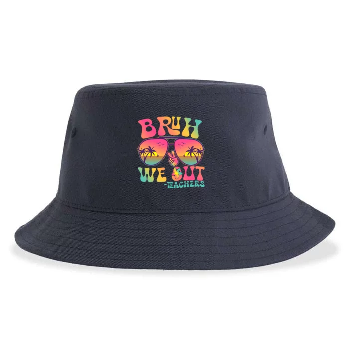 Funny Retro Bruh We Out Teachers Sustainable Bucket Hat