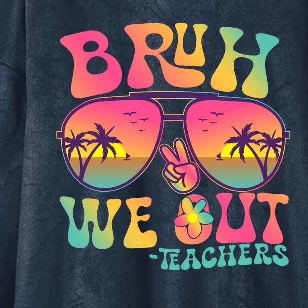 Funny Retro Bruh We Out Teachers Hooded Wearable Blanket