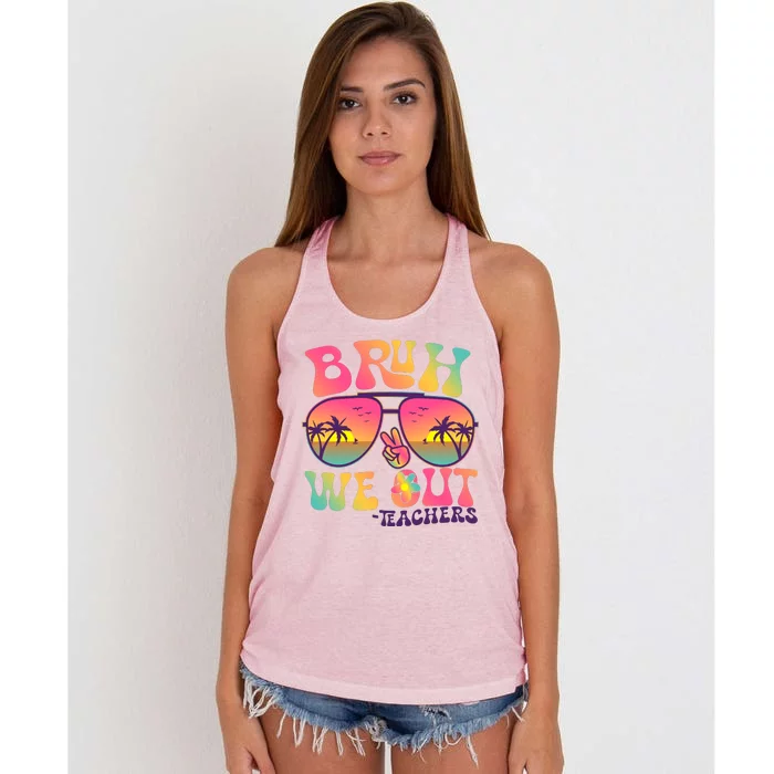 Funny Retro Bruh We Out Teachers Women's Knotted Racerback Tank