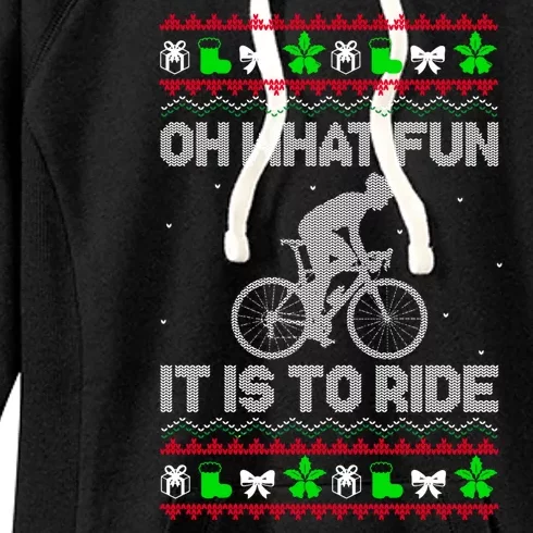 Funny Road Bike Riding Cycling Xmas Women's Fleece Hoodie