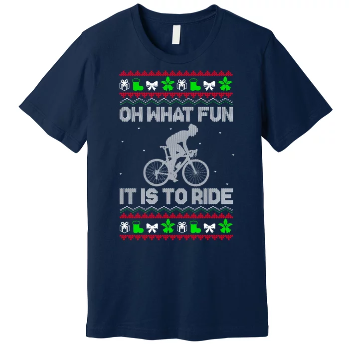 Funny Road Bike Riding Cycling Xmas Premium T-Shirt