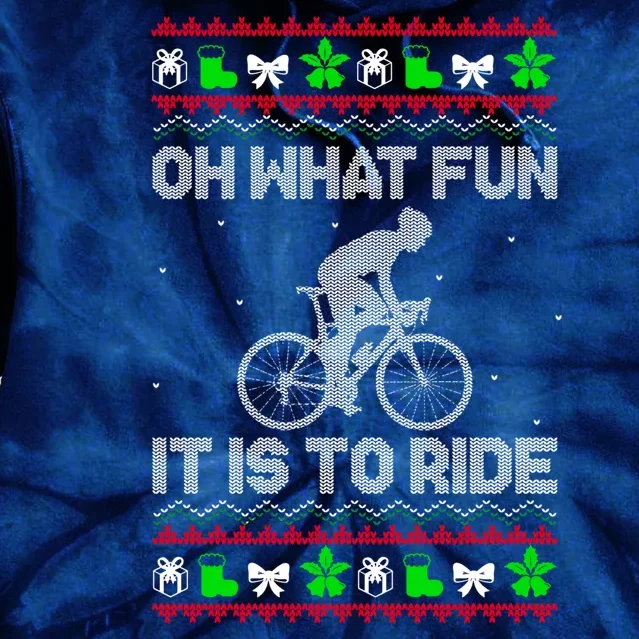 Funny Road Bike Riding Cycling Xmas Tie Dye Hoodie