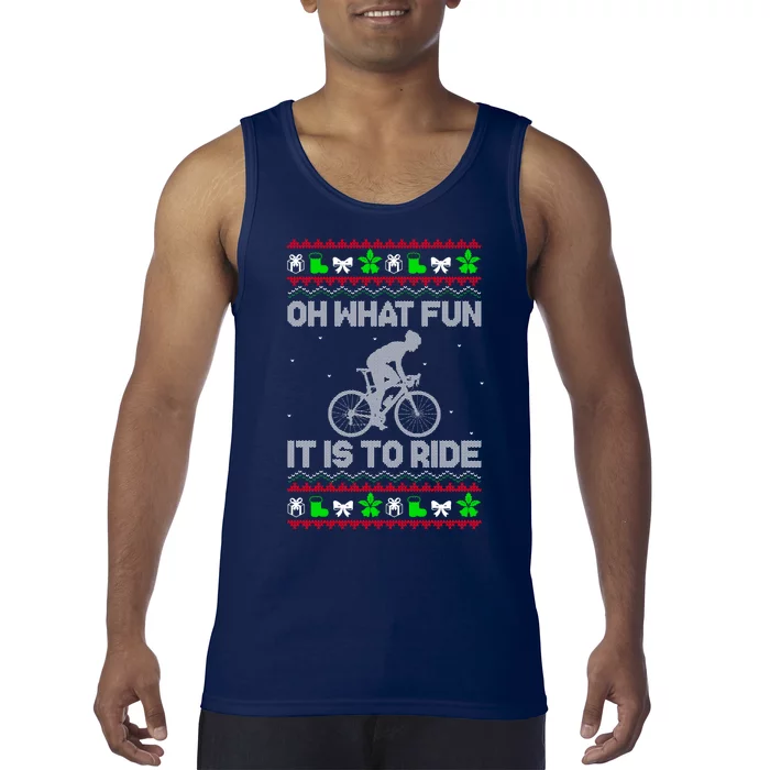 Funny Road Bike Riding Cycling Xmas Tank Top