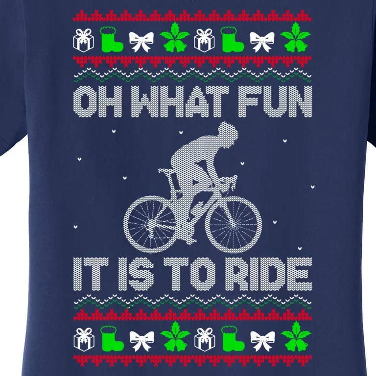 Funny Road Bike Riding Cycling Xmas Women's T-Shirt