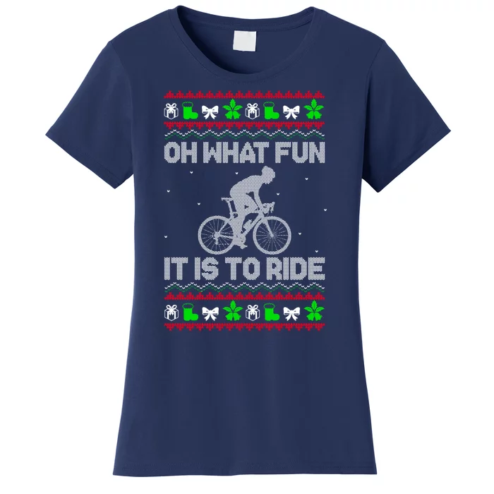 Funny Road Bike Riding Cycling Xmas Women's T-Shirt