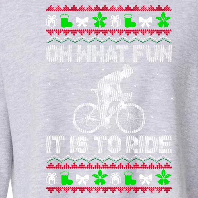 Funny Road Bike Riding Cycling Xmas Cropped Pullover Crew