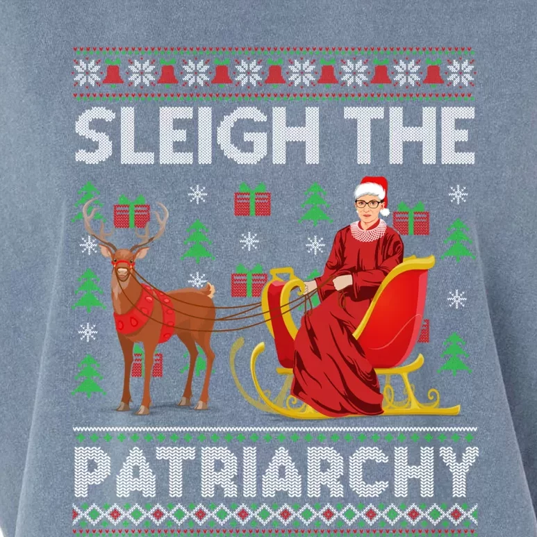 Feminist Ruth Bader Ginsburg Rbg Xmas Sleigh The Patriarchy Gift Garment-Dyed Women's Muscle Tee