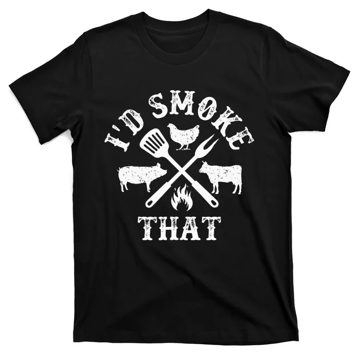 Funny Retro BBQ Party Smoker Chef Dad Gifts Id Smoke That T-Shirt