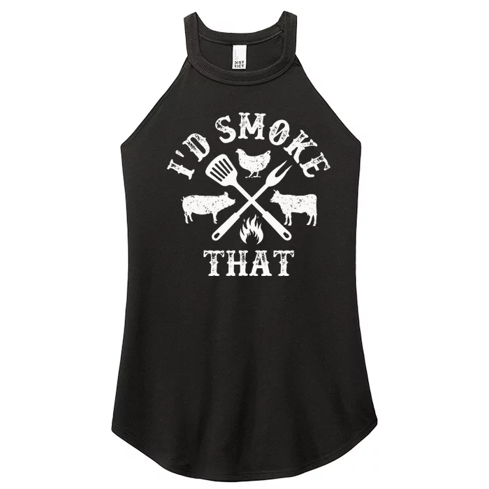 Funny Retro BBQ Party Smoker Chef Dad Gifts Id Smoke That Women’s Perfect Tri Rocker Tank