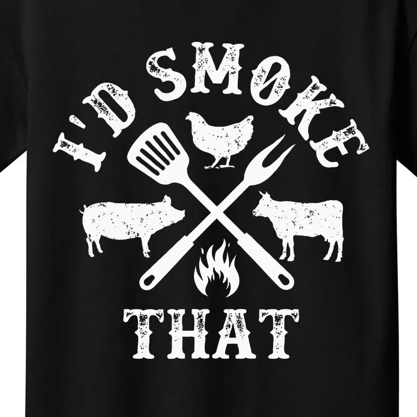 Funny Retro BBQ Party Smoker Chef Dad Gifts Id Smoke That Kids T-Shirt