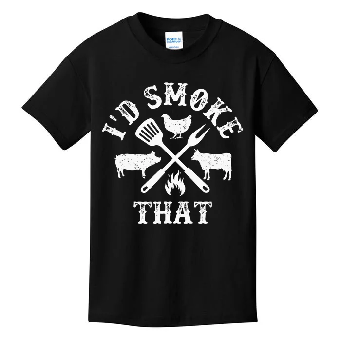 Funny Retro BBQ Party Smoker Chef Dad Gifts Id Smoke That Kids T-Shirt