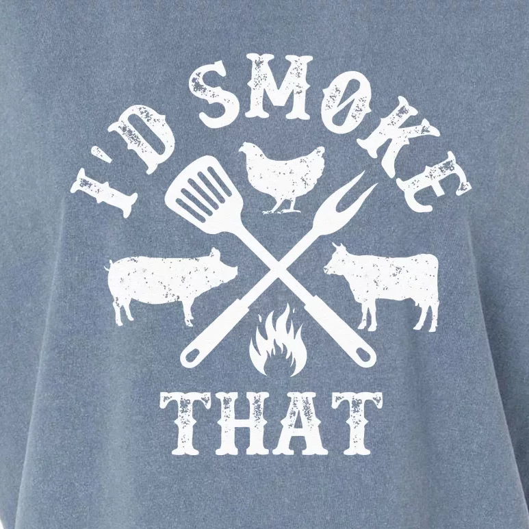 Funny Retro BBQ Party Smoker Chef Dad Gifts Id Smoke That Garment-Dyed Women's Muscle Tee