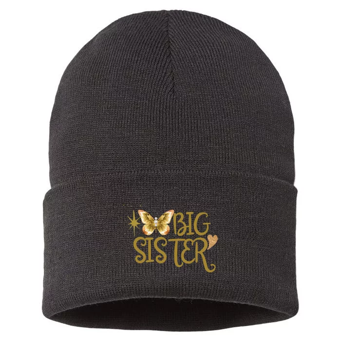 Funny Retro Big Sister Gift Present For Girl Teenager Sustainable Knit Beanie