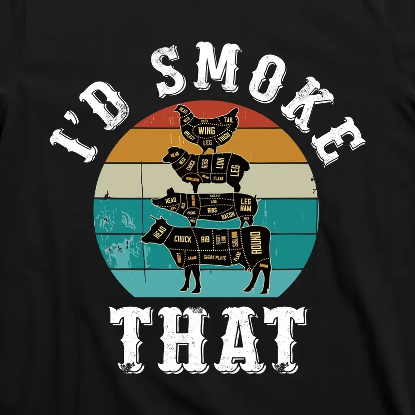 Funny Retro Bbq Party Smoker Chef Dad Gift ID Smoke That T-Shirt