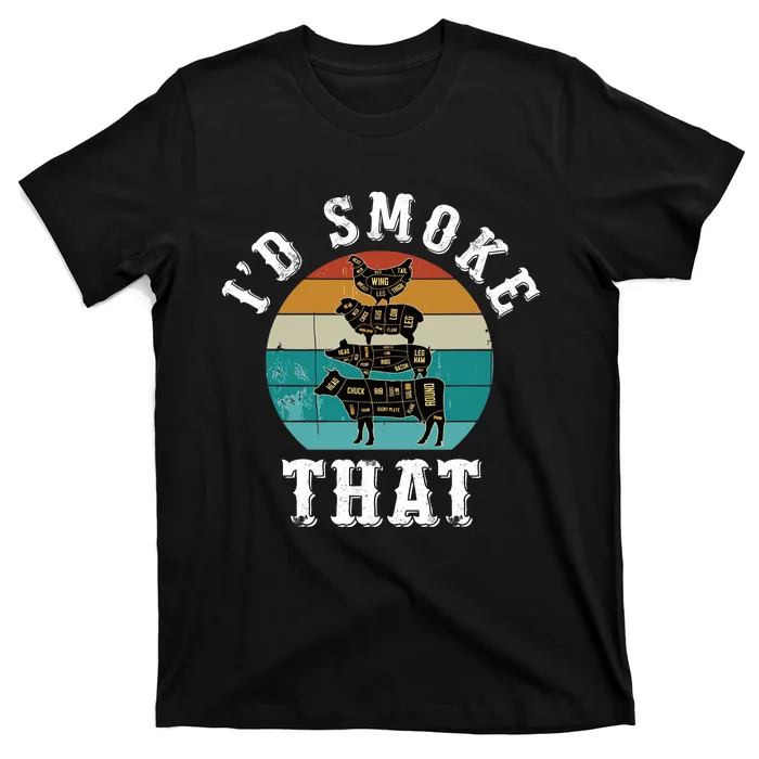 Funny Retro Bbq Party Smoker Chef Dad Gift ID Smoke That T-Shirt