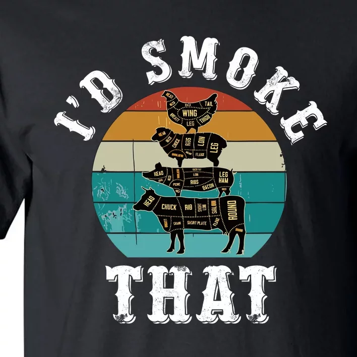 Funny Retro Bbq Party Smoker Chef Dad Gift ID Smoke That Tall T-Shirt