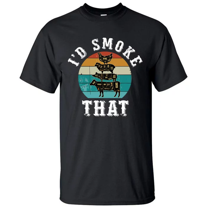 Funny Retro Bbq Party Smoker Chef Dad Gift ID Smoke That Tall T-Shirt