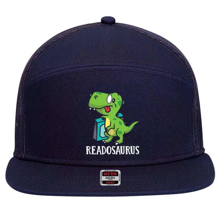 Funny Reading Book Readers Dinosaur Dino Apparel 7 Panel Mesh Trucker Snapback Hat