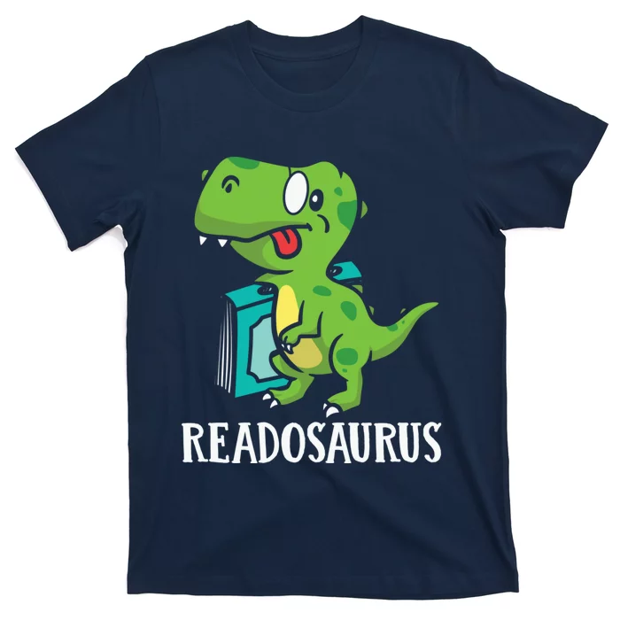 Funny Reading Book Readers Dinosaur Dino Apparel T-Shirt