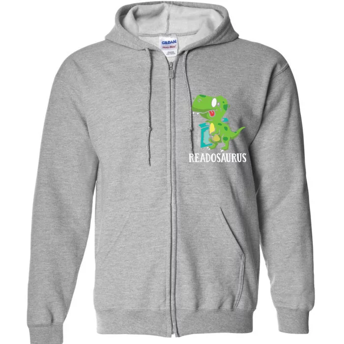 Funny Reading Book Readers Dinosaur Dino Apparel Full Zip Hoodie