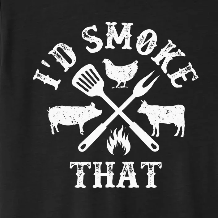 Funny Retro BBQ Party Smoker Chef Dad Gifts Id Smoke That ChromaSoft Performance T-Shirt