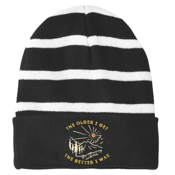 Funny Retirement Birthday Old People Sayings Striped Beanie with Solid Band